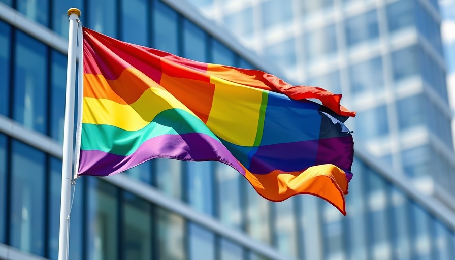 Bright rainbow flag waving, LGBTQ+ symbol