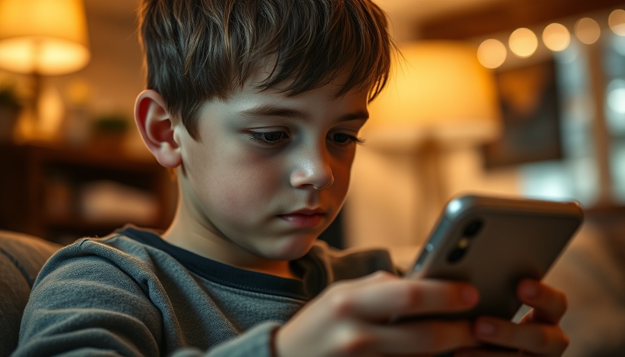 Child engrossed in smartphone use discussing social media time limits.