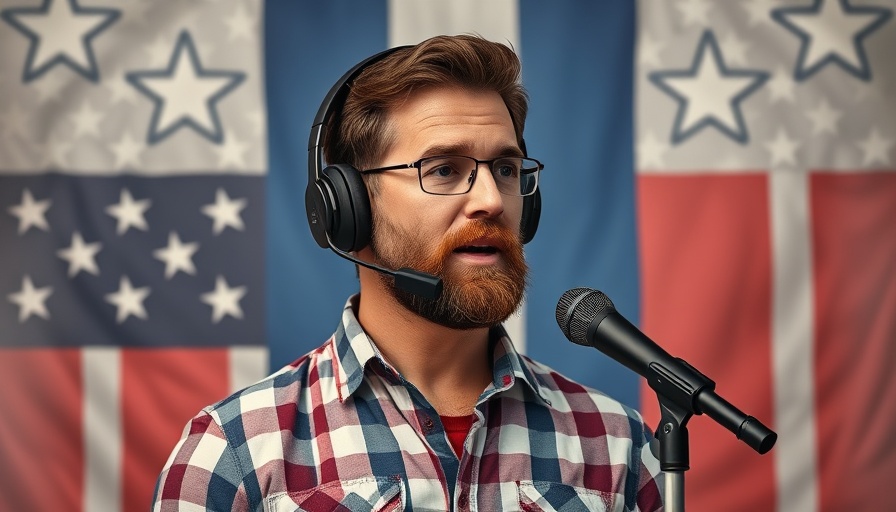 Man with headset speaks into microphone at Poconos event