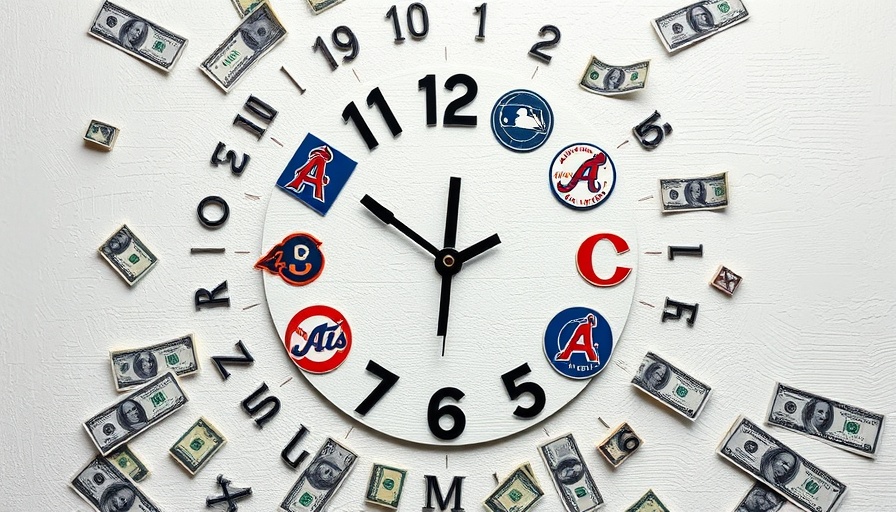 MLB trade deadline decisions depicted with team logos and dollar bills.
