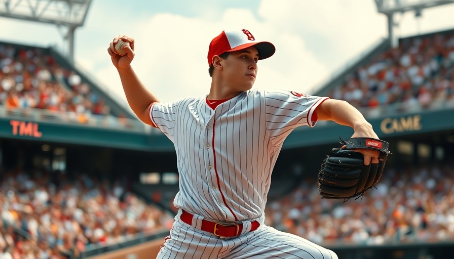 Young baseball pitcher in action delivering a pitch, intense focus.