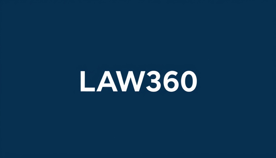 LAW360 logo on dark blue background, corporate branding.