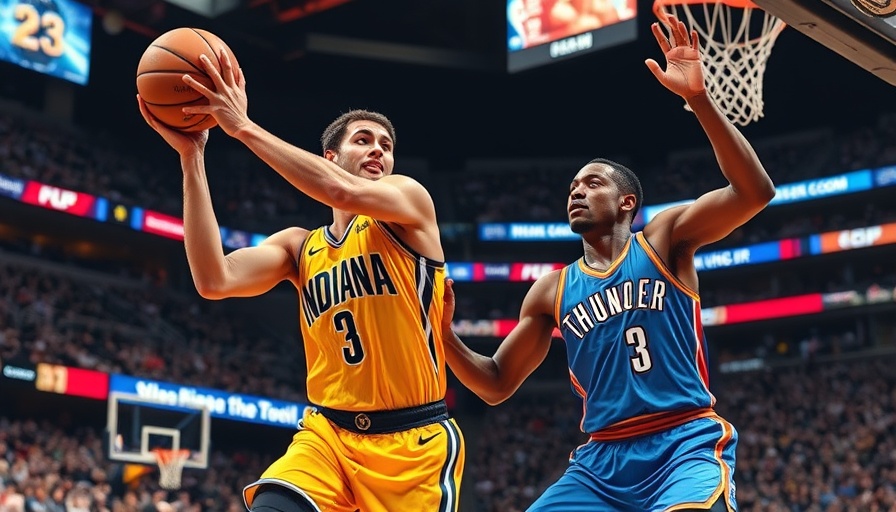 Intense NBA game action with Indiana and Thunder players.