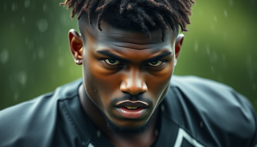 Focused NFL rookie training in the rain showcasing intensity.