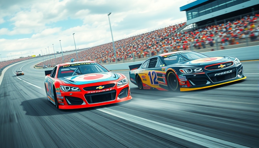 Vibrant NASCAR Cup Series Viva Mexico 250 race cars on the track.