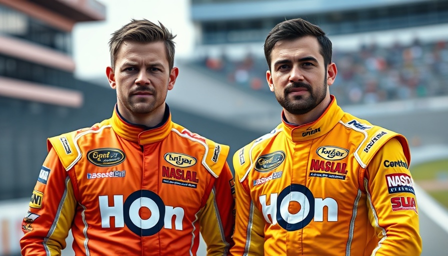 NASCAR drivers showcasing rivalry in distinct colorful suits