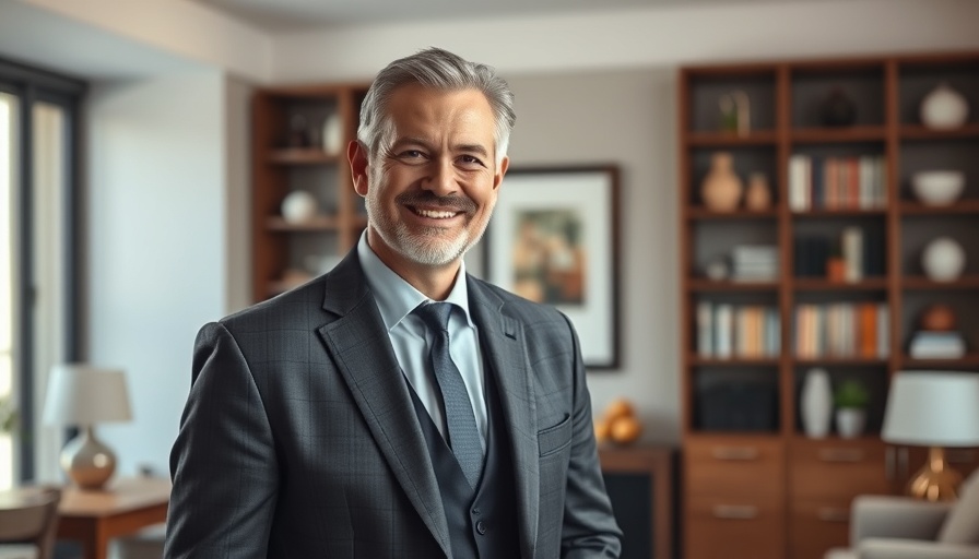 Smiling man in suit, future of learning at work concept