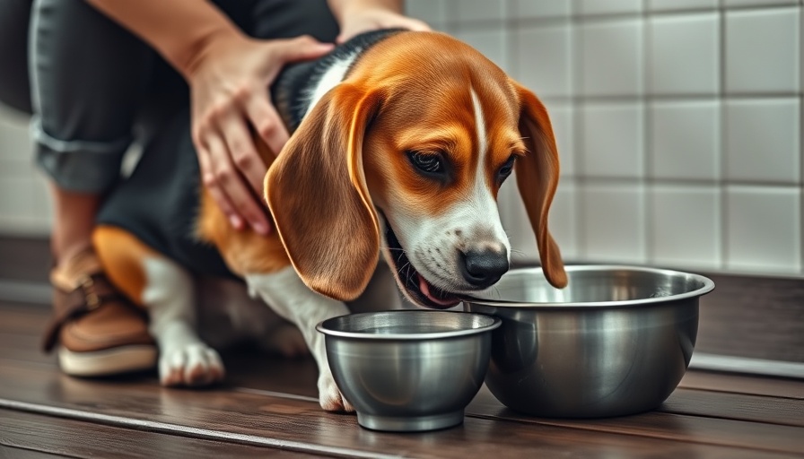 Beagle drinks healthy summer drink, assisted by owner.