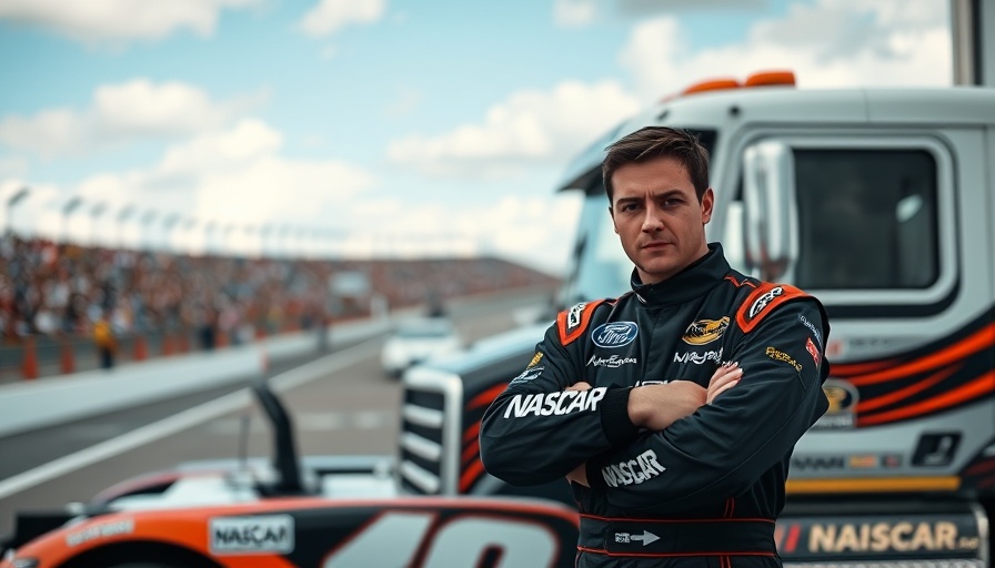 NASCAR Truck Series MillerTech Battery 200 driver beside race truck.