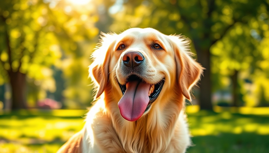 Happy Labrador enjoying summer heat, staying cool outdoors.