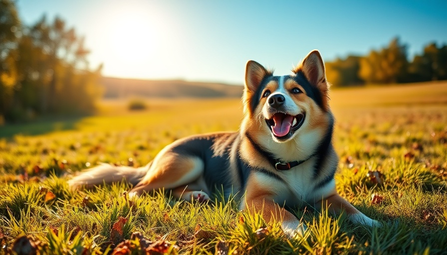 Keeping pets safe in the heat: Dog relaxing outdoors under clear sky.