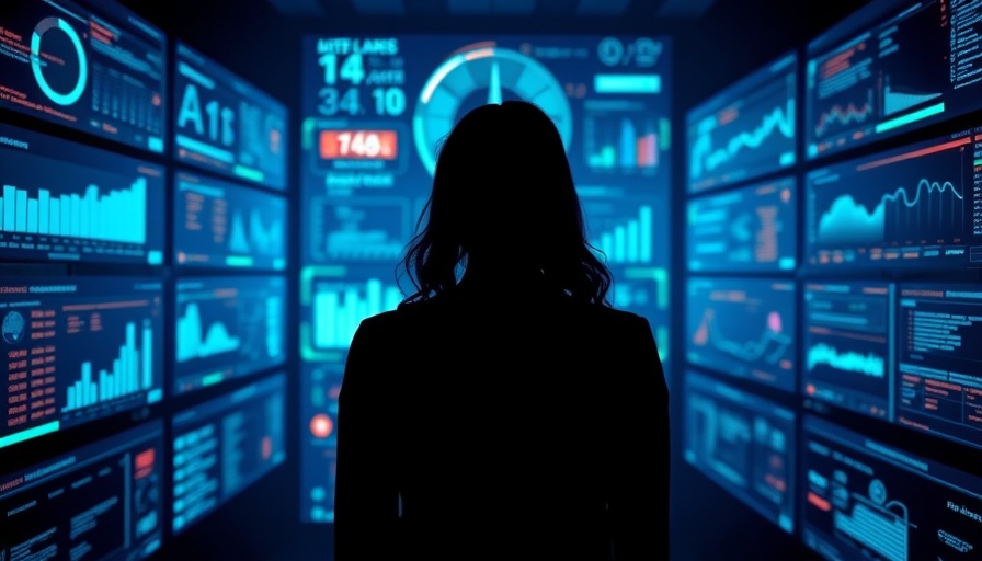 Cybersecurity challenges concept with data screens in tech industry.