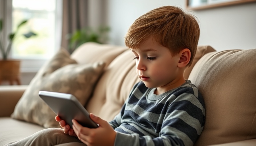 Young boy using tablet at home, involved in digital activity.