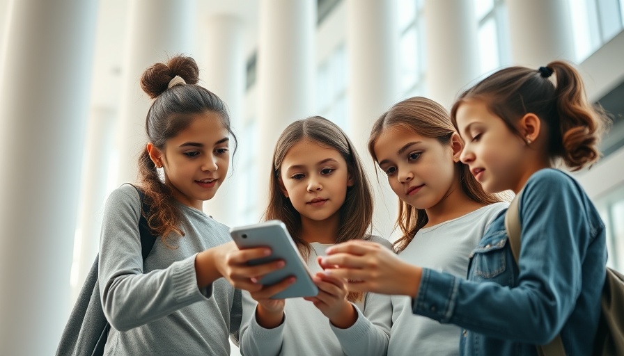 Young girls engaged with smartphone, highlighting AI regulations and child safety.