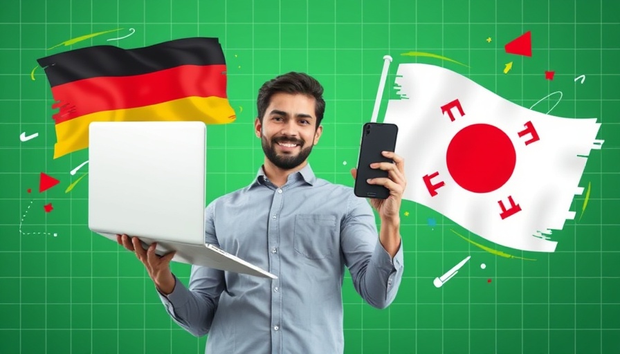Creative design featuring language learning theme, abstract flags.