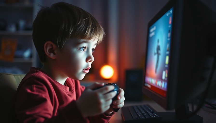 Child deeply engrossed in video game, illustrating video game addiction in children.