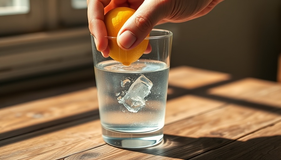Squeezing lemon into water as natural remedy for sweat odor.