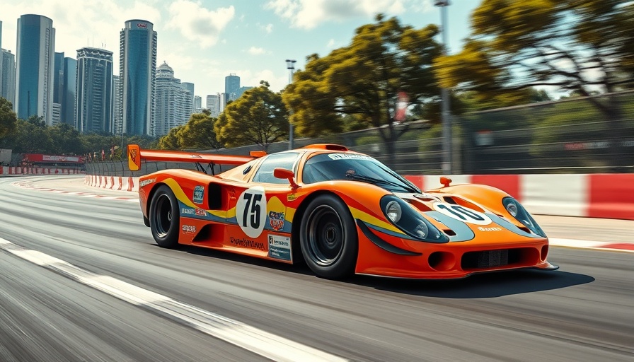 Exciting NASCAR Chicago Street Race scene with race cars and city skyline.