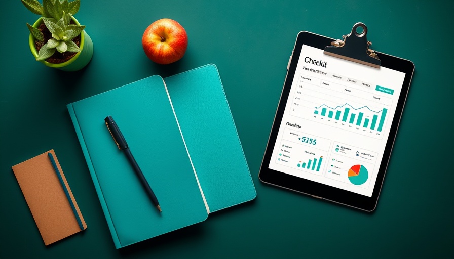 Organized workstation with checklist and analytics tablet, common pitfalls for new nutrition coaches focus.