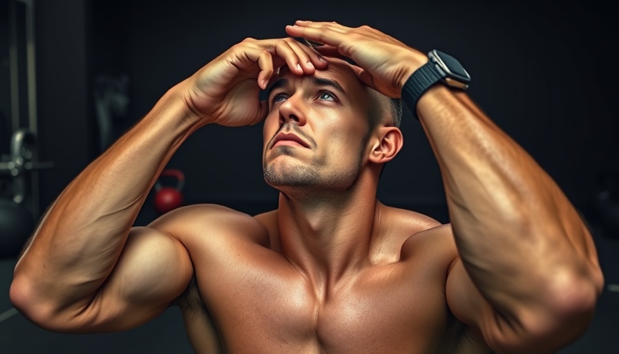 Exhausted man in gym illustrating stress impact on muscle growth.