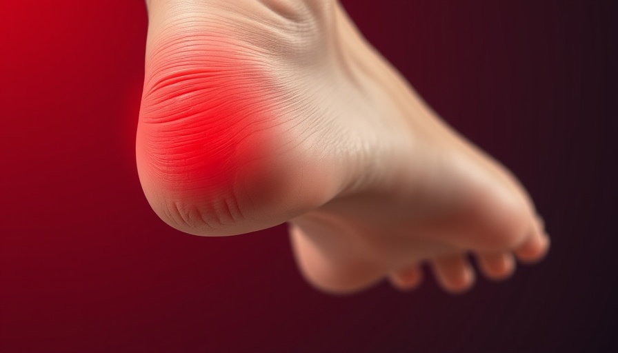 Photorealistic depiction of heel pain related to physiotherapy for heel spur.