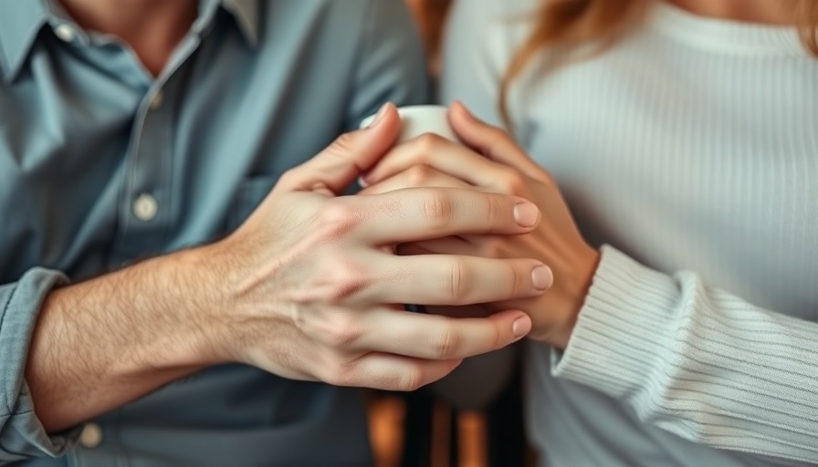 Couple holding hands over coffee, symbolizing happier relationships.