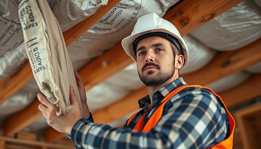 Construction worker actively applying roof insulation advice.