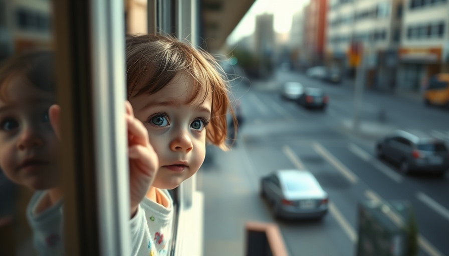 Curious young girl looking out through energy-efficient window.