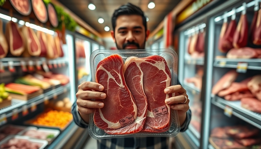 Person choosing packaged meat at grocery store, linked to meat consumption and type 2 diabetes risk.