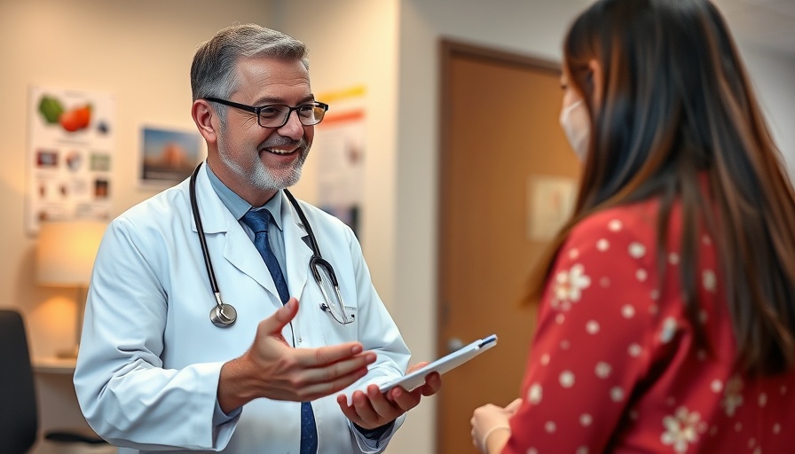 Healthcare professional discusses lipoedeem awareness and management in an office.