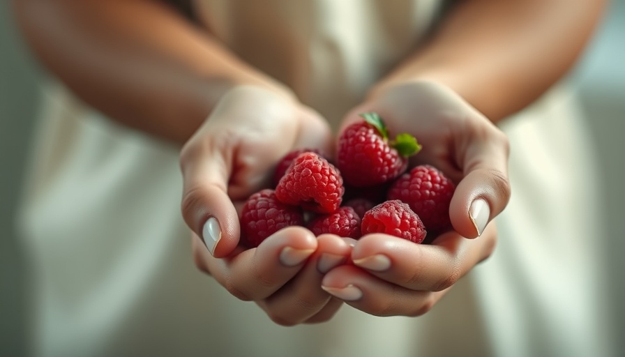 Hands holding raspberries, promoting anti-inflammatory diet for endometriosis.