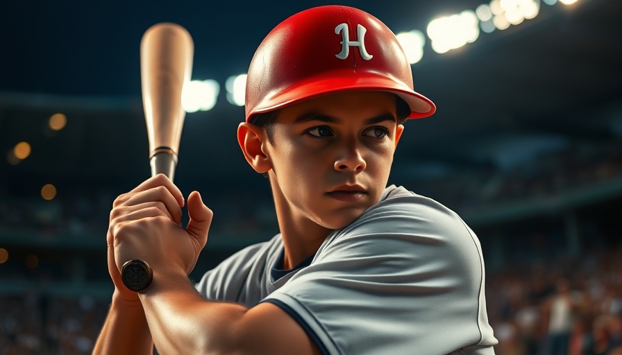 Baseball player focuses before batting in night game.