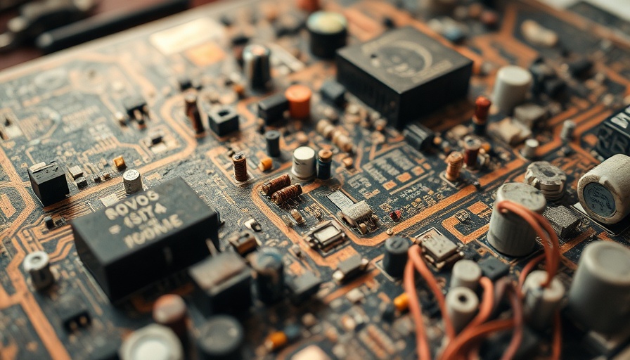 Close-up of dusty circuit board from e-waste inzameling in Nederland.