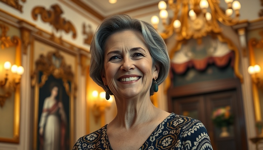 Middle-aged woman smiling elegantly in ornate room, Ingrid Robeyns Stevin Prize.