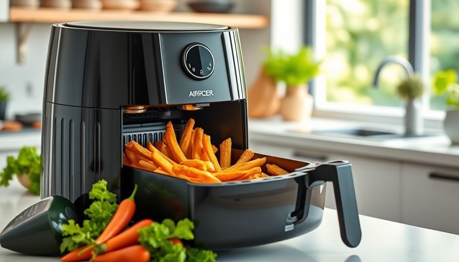 Air fryer with crispy food highlighting health benefits in kitchen