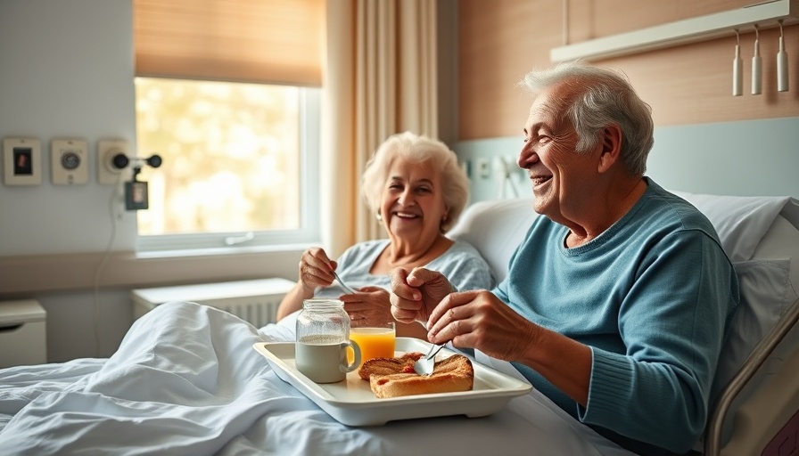 Elderly couple in hospital sharing a meal, representing cancer survival rates increase