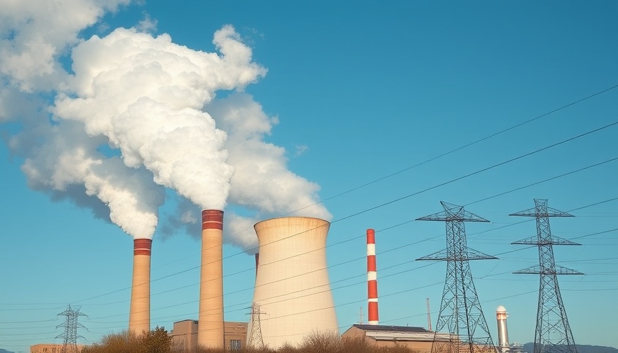 Industrial power plant with smokestacks and power lines, Glastuinbouw steunt Nationaal Industrie Alarm.