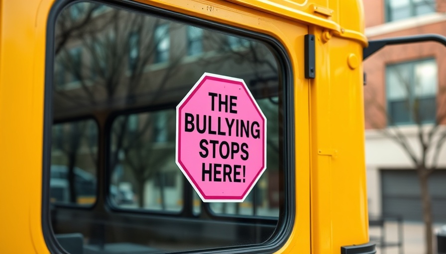 School bus anti-bullying sign regarding Tennessee law suspending driver's licenses.