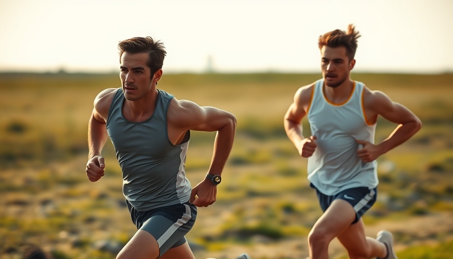 Athletes maintaining a steady running pace in an open field