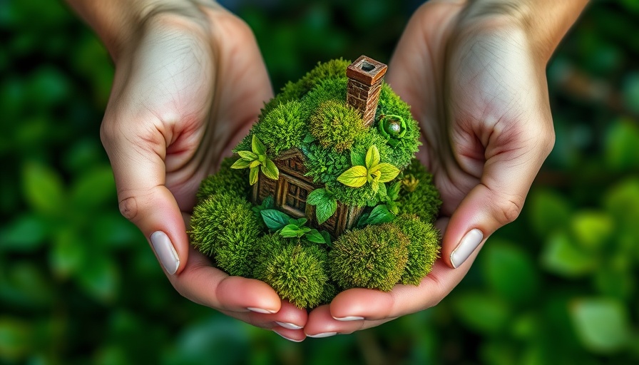 Eco-friendly house made of moss symbolizing sustainable living