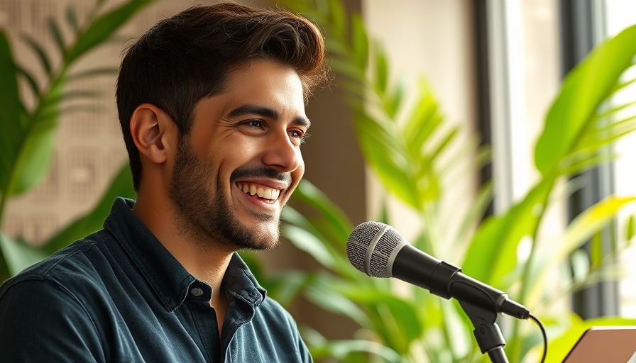 Young man with microphone discussing the beste dieet voor een gezond hart.