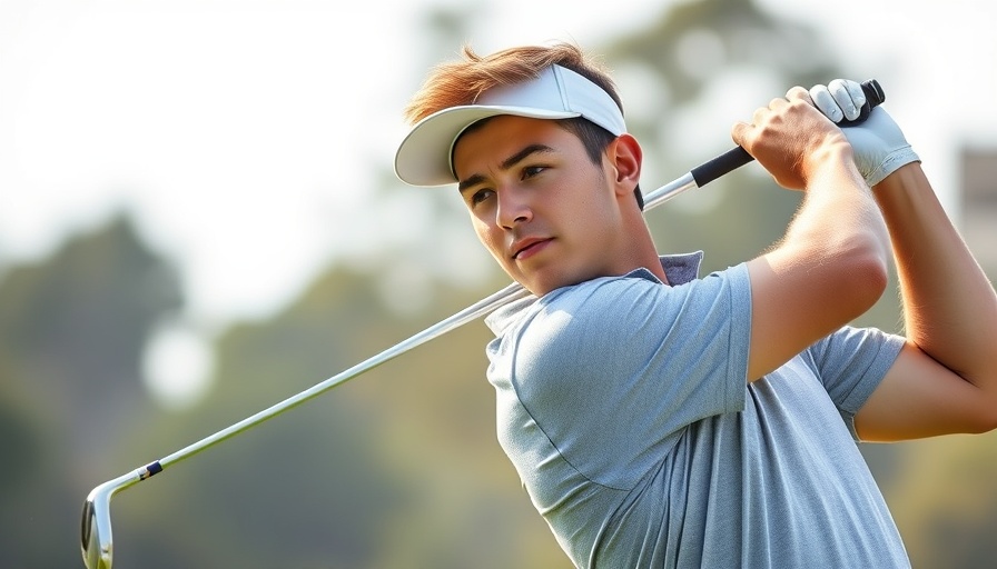 Junior Golfer Aidan Tran swinging a golf club on the course.