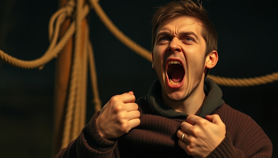 Scene depicting bullies in children's media, young man shouting outdoors.