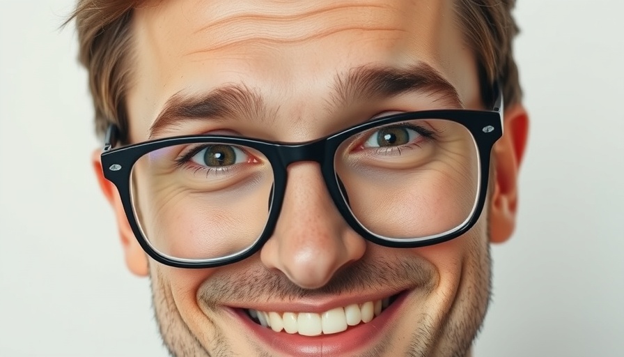 Close-up portrait of a smiling man with glasses on a white background.