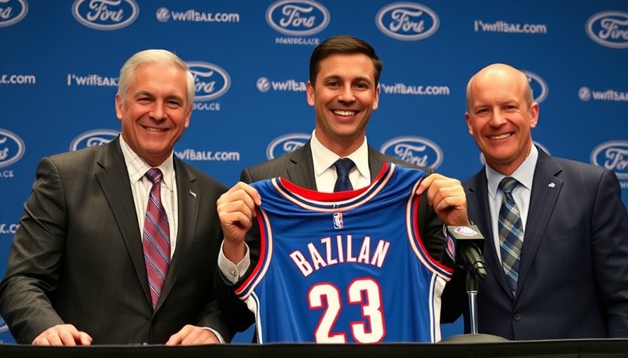 NBA draft announcement at press conference with jersey.