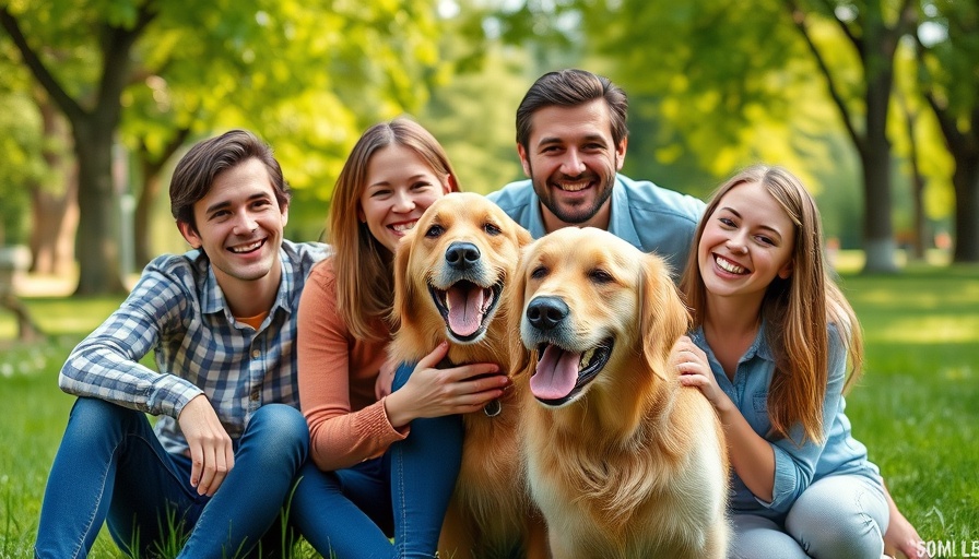 Happy family enjoying time with their dog in a park, related to pet insurance.