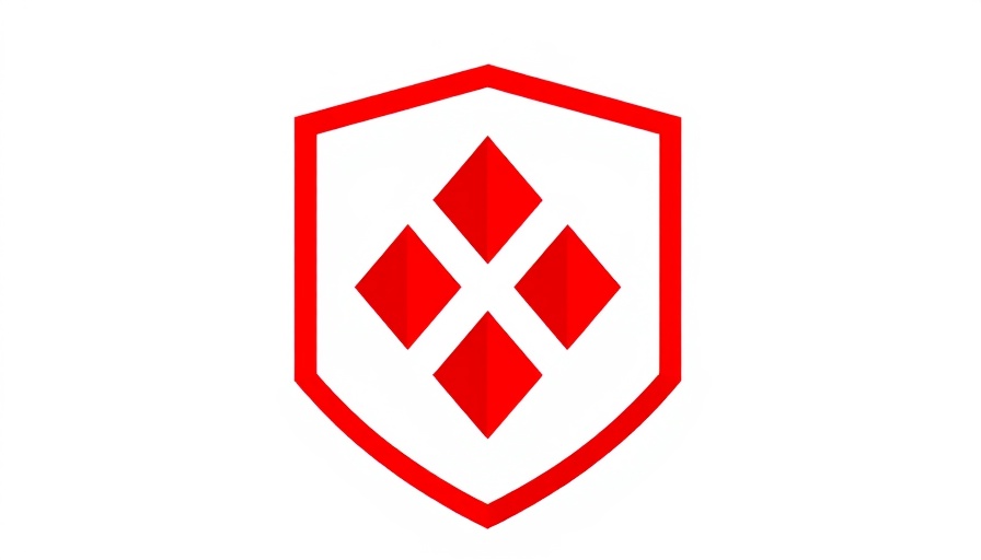 Abstract red shield design with diamonds on white background.