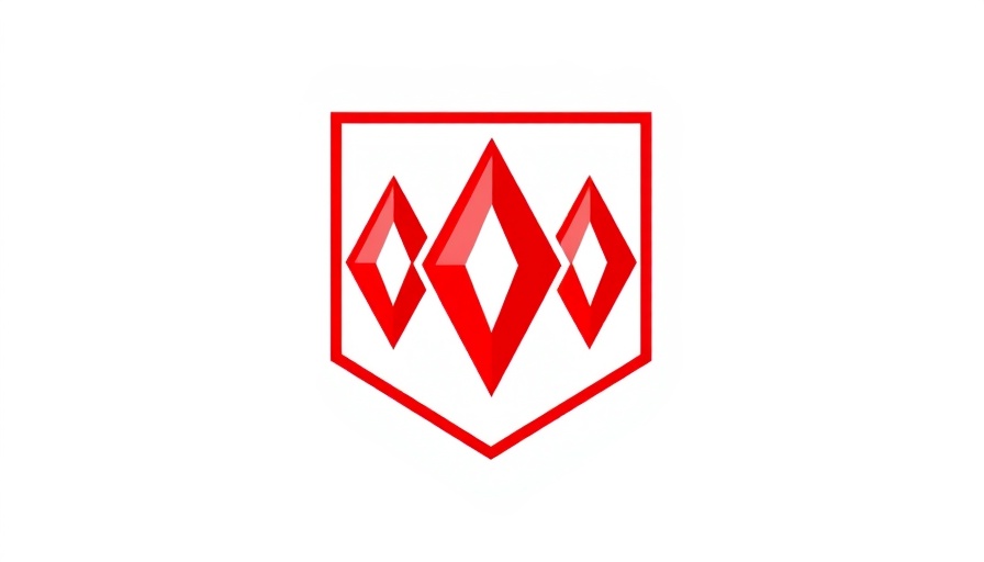 Simple red shield logo with diamonds