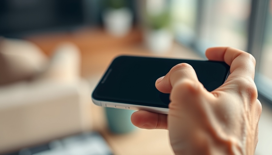 Close-up of a hand using a smartphone, focusing on screen interaction.
