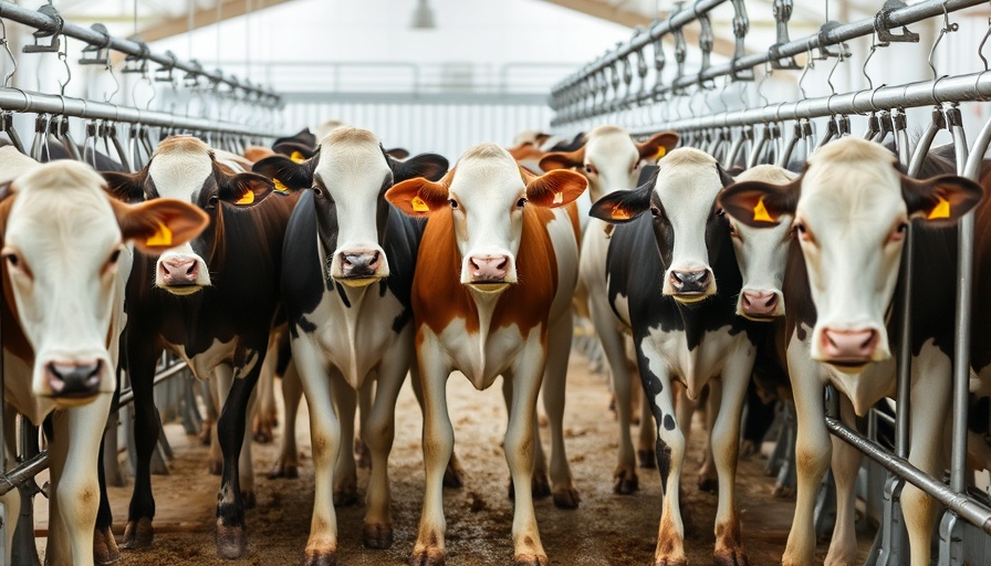 Dairy cows in milking parlor affected by power outages.